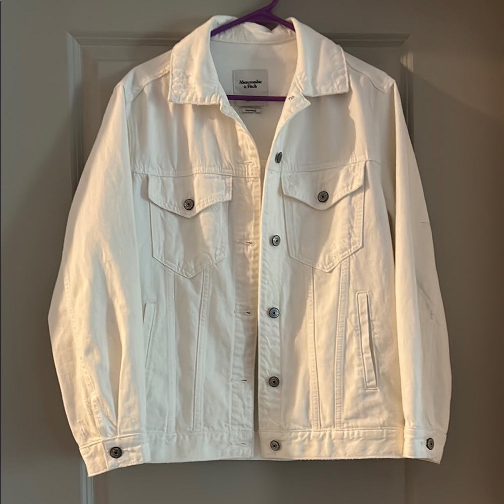 Abercrombie & Fitch White Denim Oversized Jacket